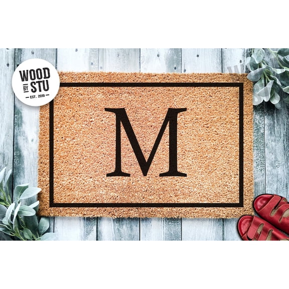 Custom Doormat Simple Monogram Door Mat | Wedding Gift Family Monogram (24" x 36") #1410