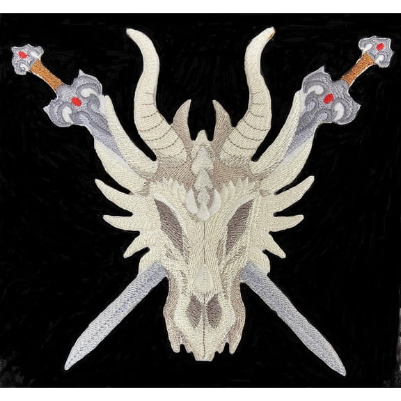 Custom Dragon Skull Embroidery Iron On/Sew Patch (6.61" x 5.87")