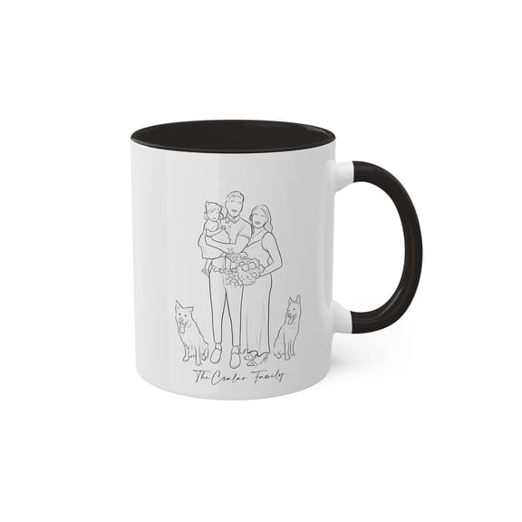 Custom Drawing Mug, Transform Your Photo into Unique Line Art, Personalized Coffee Cup Gift