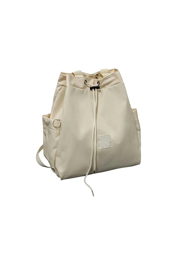 Custom Drawstring Backpacks,Personalized Daypack with Name; Custom Nylon Rucksack, Gift for Adults（Beige）