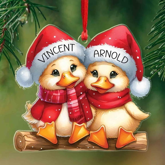 Custom Duck Mr & Mrs Acrylic Ornament, Personalized Mallard Duck Couple 2D Flat Shape Ornament, Farm Animal Ornaments for Married Couples 2025, Bride & Groom Christmas Decoration, Animal Couple Gifts