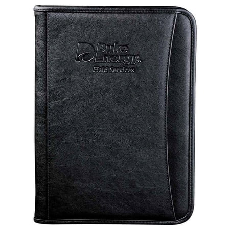 Custom Dura-Hyde Refillable Zippered Padfolio - 8 1/2" x 11", Set of 40, Personalized Bulk Pack, Professional Organizer with Gusseted Pocket, ID Slot & Writing Pad - Stylish Business Portfolio - Black