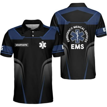 Custom EMS EMT Polo Shirts Men Women, Personalized Paramedic Uniform Emergency Medical Technician Apparel, EMS Week Gifts (S)