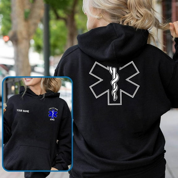 Custom EMT EMS Embroidered Sweatshirt Hoodie Personalized Paramedic Uniform Emergency Medical Technician Shirts Men Women (Hoodie, 3XL)