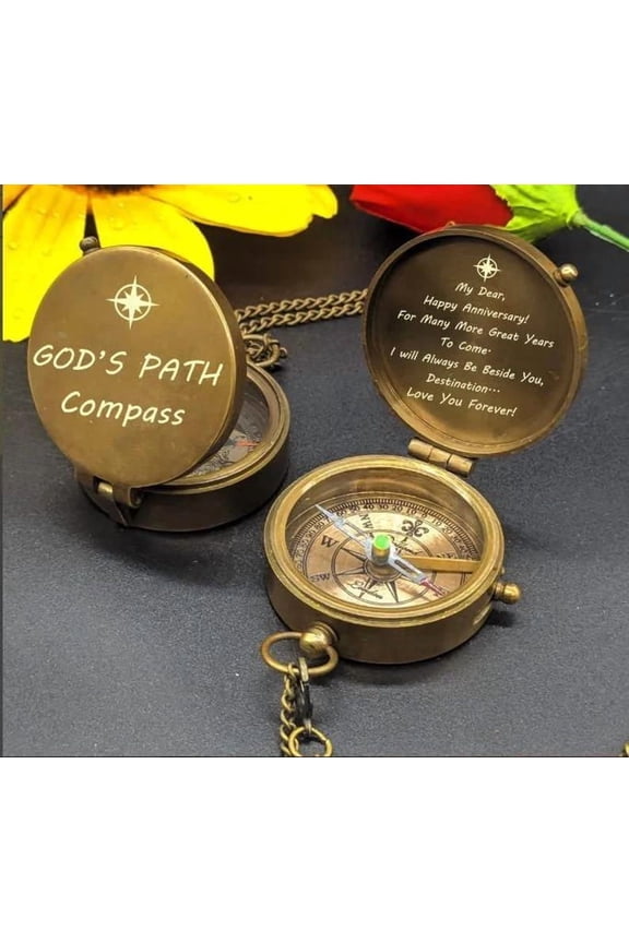 Custom ENGRAVED Working POCKET COMPASS Gift For Men - Handmade Nautical Compass With Leather Case - Personalized Gift For Travelers