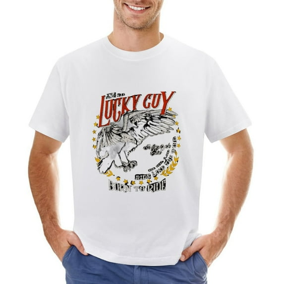Custom Eagle And Motorcycle Vintage Men’s Graphic T-shirt Vintage Short Sleeve Sport Tee White S