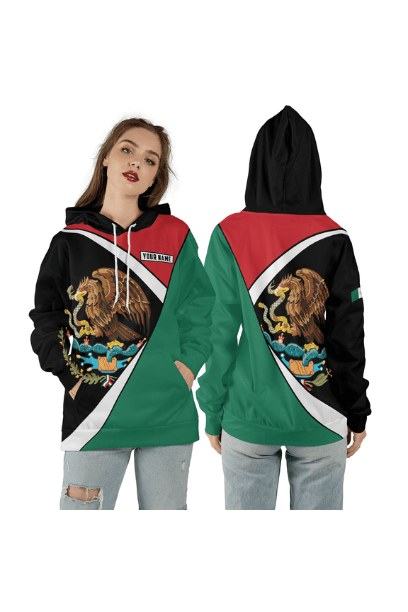 Custom Eagle Mexico Flag 3D Hooded Sweatshirt, Patriotic Mexico Proud Mexican Pullover Hoodie, Tricolor Heritage 3D Hoodie