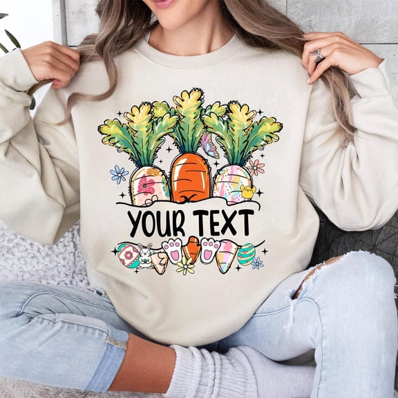 Custom Easter Sweatshirt, Easter Carrot Shirt, Personalized Happy Easter Tee, Easter Bunny Name Sweatshirt, Peeps Name Tee, Preppy Easter Sweatshirt