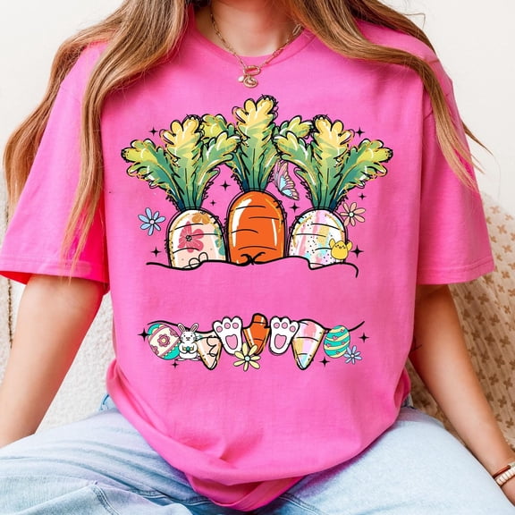 Custom Easter T-Shirt, Personalized Happy Easter Shirt, Easter Carrot Tee, Bunny Rabbit Name Shirt, Preppy Easter Gift