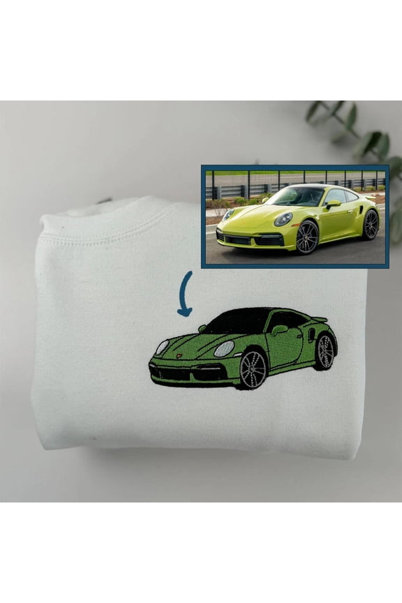 Custom Embroidered Car Portrait Sweatshirt - Personalized Vehicle Photo Hoodie Gift for Car Enthusiasts, Custom Embroidered Sweatshirt