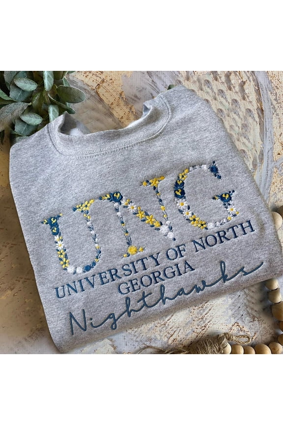 Custom Embroidered Floral Letter College Sweatshirt For Graduation Best Sorority Gift, Custom Embroidered Sweatshirt
