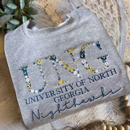 Custom Embroidered Floral Letter College Sweatshirt For Graduation Best Sorority Gift
