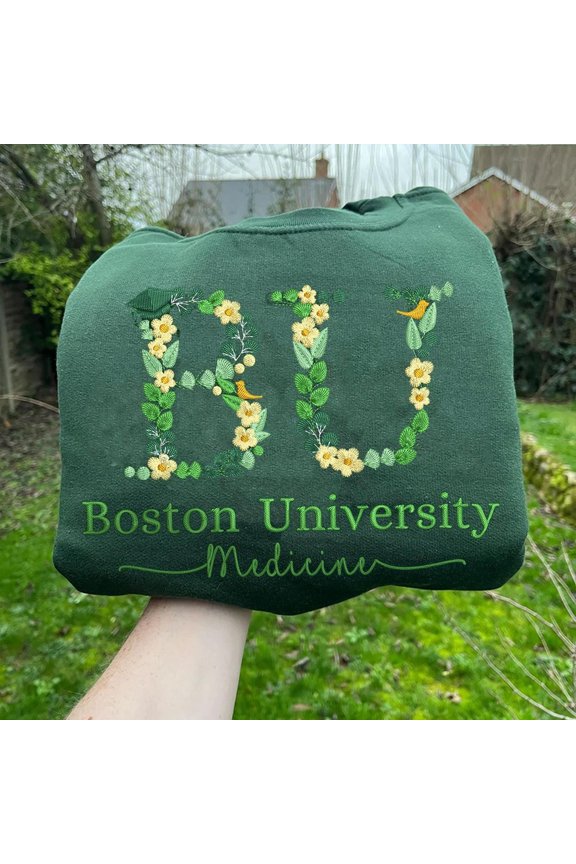 Custom Embroidered Floral Letter College Sweatshirt University Floral Graduation, Custom Embroidered Sweatshirt