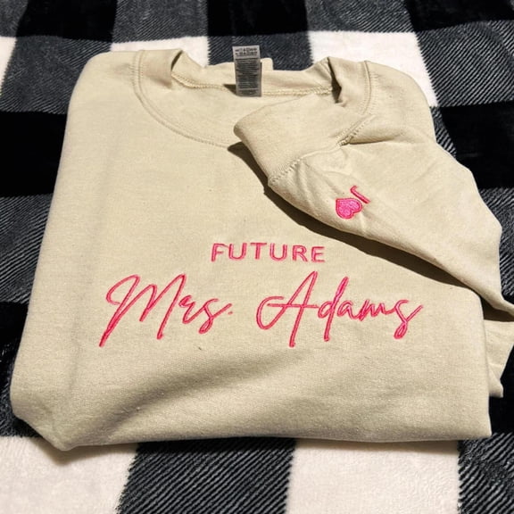 Custom Embroidered Future Mrs Sweatshirt & Hoodie - Personalized Engagement Gift for Bride, Custom Embroidered Sweatshirt