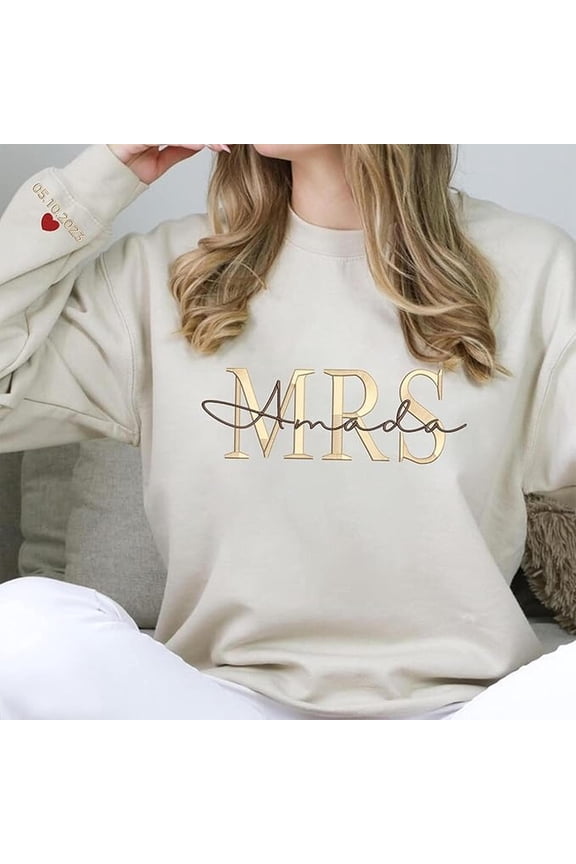 Custom Embroidered Mr and Mrs Sweatshirt Set, Personalized Couple Gift, Custom Embroidered Sweatshirt