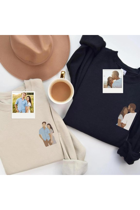 Custom Embroidered Portrait Personalized Photo Gift, Embroidered Photo, Sweatshirt