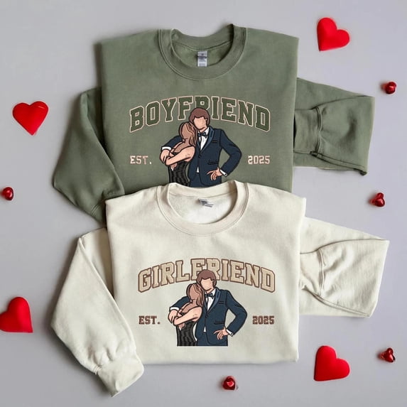 Custom Embroidered Portrait from Photo Sweatshirt, Valentines Couple Portrait, Unisex Sweatshirt LINHKHA