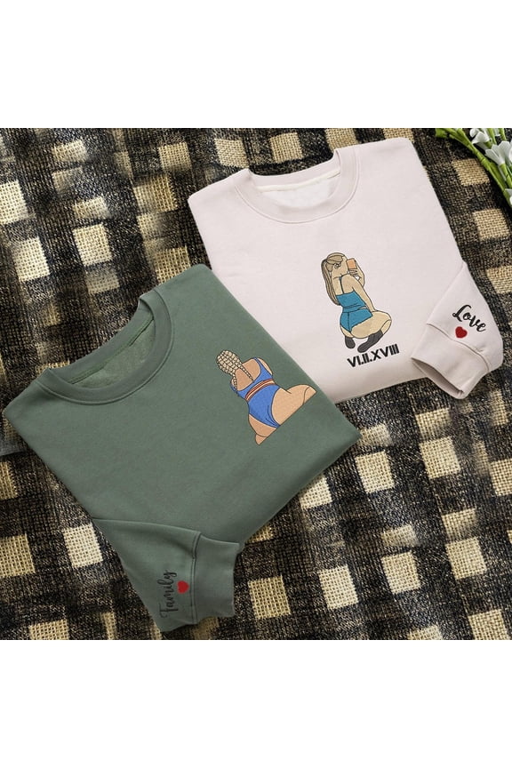 Custom Embroidered Spicy Portrait Sweatshirt Couples Gifts Anniversary Gift Ideas Valentine's Day Gifts for Boyfriend Husband