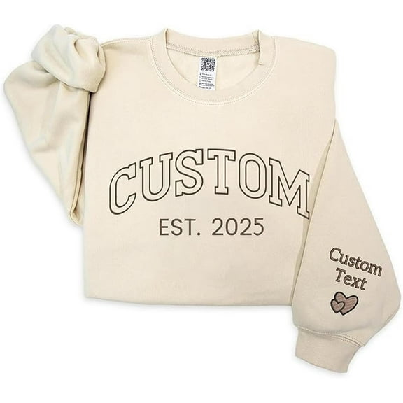 Custom Embroidered Sweatshirt, Custom Crewneck, Add Your Own Custom Text, Unisex Sweatshirt-LINHKHA