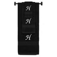 thumbnail image 1 of Custom Embroidered Terry Cotton Ring Spun Bath Towel, Hand Towel And Washcloth Set - Black Towel Set, White Chancery Initial H, 1 of 4