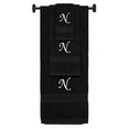 thumbnail image 1 of Custom Embroidered Terry Cotton Ring Spun Bath Towel, Hand Towel And Washcloth Set - Black Towel Set, White Chancery Initial N, 1 of 4