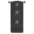 thumbnail image 1 of Custom Embroidered Terry Cotton Ring Spun Bath Towel, Hand Towel And Washcloth Set - Charcoal Towel Set, Silver Fancy Script Initial K, 1 of 1