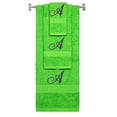 thumbnail image 1 of Custom Embroidered Terry Cotton Ring Spun Bath Towel, Hand Towel And Washcloth Set - Lime Green Towel Set, Black Fancy Script Initial A, 1 of 4