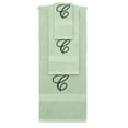 thumbnail image 1 of Custom Embroidered Terry Cotton Ring Spun Bath Towel, Hand Towel And Washcloth Set - Mint Green Towel Set, Black Fancy Script Initial C, 1 of 1