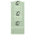 thumbnail image 1 of Custom Embroidered Terry Cotton Ring Spun Bath Towel, Hand Towel And Washcloth Set - Mint Green Towel Set, Black Fancy Script Initial Q, 1 of 1