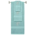 thumbnail image 1 of Custom Embroidered Terry Cotton Ring Spun Bath Towel, Hand Towel And Washcloth Set - Nautical Teal Towel Set, Silver Chancery Initial P, 1 of 1