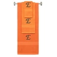 thumbnail image 1 of Custom Embroidered Terry Cotton Ring Spun Bath Towel, Hand Towel And Washcloth Set - Orange Towel Set, Black Chancery Initial E, 1 of 1