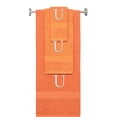 thumbnail image 1 of Custom Embroidered Terry Cotton Ring Spun Bath Towel, Hand Towel And Washcloth Set - Orange Towel Set, Silver Times New Roman Initial U, 1 of 1