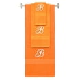 thumbnail image 1 of Custom Embroidered Terry Cotton Ring Spun Bath Towel, Hand Towel And Washcloth Set - Orange Towel Set, White Fancy Script Initial B, 1 of 1
