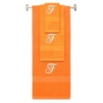 thumbnail image 1 of Custom Embroidered Terry Cotton Ring Spun Bath Towel, Hand Towel And Washcloth Set - Orange Towel Set, White Fancy Script Initial F, 1 of 1