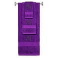 thumbnail image 1 of Custom Embroidered Terry Cotton Ring Spun Bath Towel, Hand Towel And Washcloth Set - Purple Towel Set, Black Chancery Initial H, 1 of 1