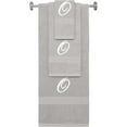 thumbnail image 1 of Custom Embroidered Terry Cotton Ring Spun Bath Towel, Hand Towel And Washcloth Set - Silver Grey Towel Set, White Fancy Script Initial O, 1 of 4