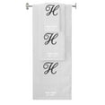 thumbnail image 1 of Custom Embroidered Terry Cotton Ring Spun Bath Towel, Hand Towel And Washcloth Set - White Towel Set, Black Fancy Script Initial H, 1 of 4