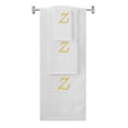 thumbnail image 1 of Custom Embroidered Terry Cotton Ring Spun Bath Towel, Hand Towel And Washcloth Set - White Towel Set, Gold Chancery Initial Z, 1 of 4