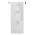 thumbnail image 1 of Custom Embroidered Terry Cotton Ring Spun Bath Towel, Hand Towel And Washcloth Set - White Towel Set, Silver Chancery Initial A, 1 of 4