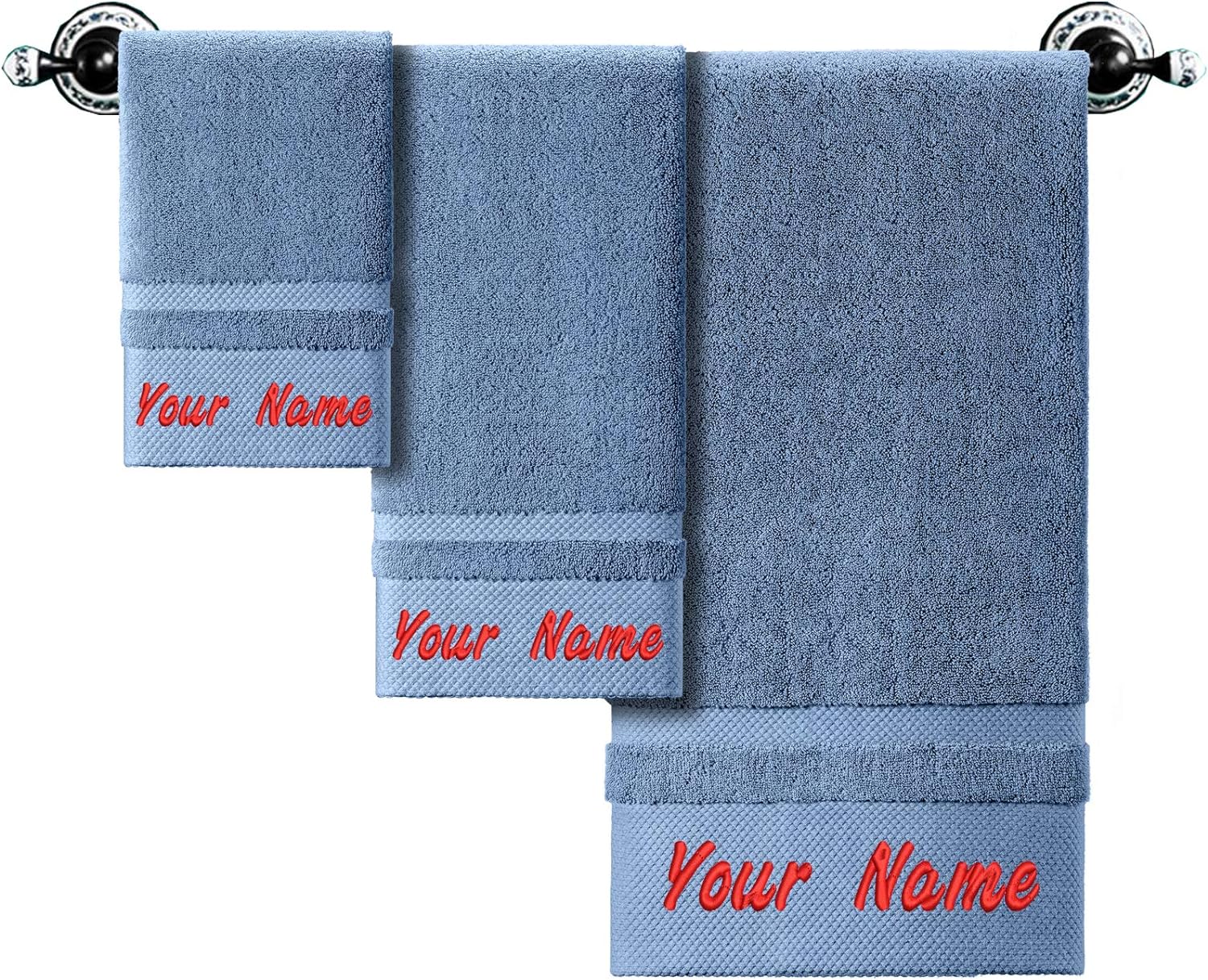 Custom Embroidered Towel Set of 2, Monogrammed Bath Towels