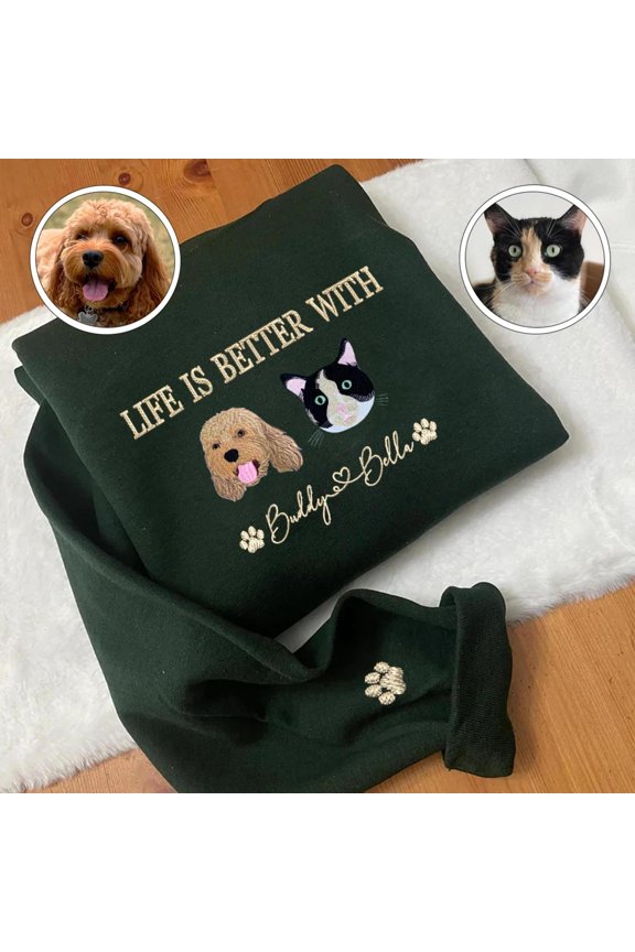 Custom Embroidered Varsity Life Is Better With Sweatshirt, Custom Embroidered Sweatshirt