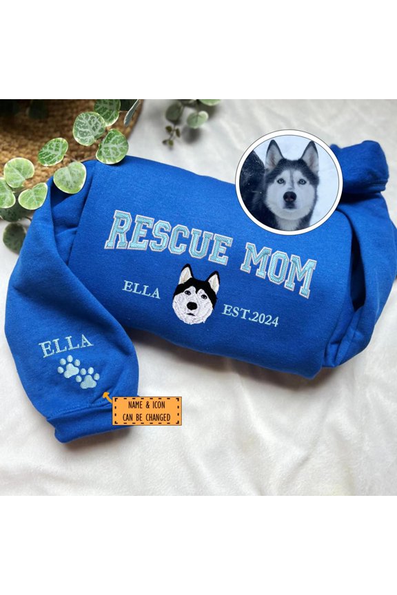 Custom Embroidered Varsity Rescue Mom Sweatshirt, Custom Embroidered Sweatshirt