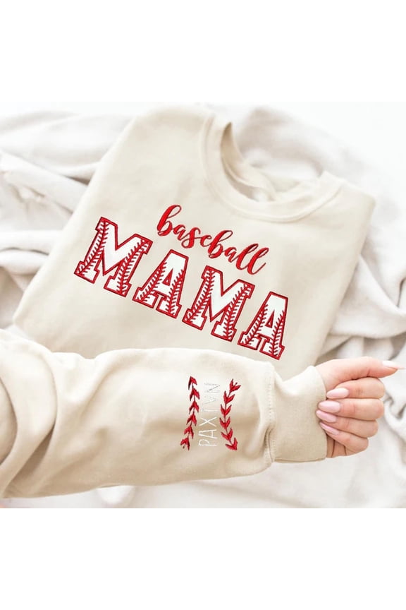 Custom Embroidery baseball Mama Sweatshirt, Unisex Sweatshirt-LINHKHA