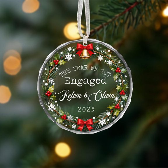 Custom Engagement Keepsake Ornament with Custom Couple Names and Date, Engagement Gift, Proposal Keepsake and Christmas Tree Decor for Couples, Partners, Wedding Planning or Holiday Celebrations