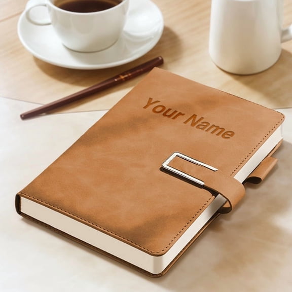Custom Engravable Vintage A5 Lined Notebook, Soft Cover Personalized Journal for Daily, Work & Holiday Gifting