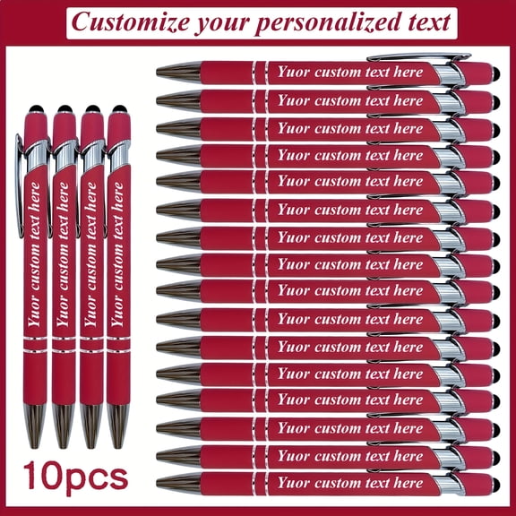 Custom Engraved 10pcs Round Ballpoint Pens - Smooth Writing, Personalized Name Engraving, Touchscreen Compatible Retractable Clip - Perfect for Office And Christmas Greetings