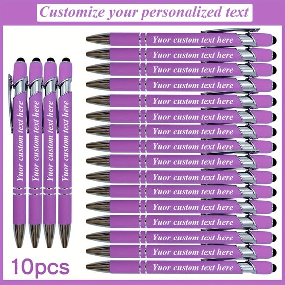 Custom Engraved 10pcs Round Ballpoint Pens - Smooth Writing, Personalized Name Engraving, Touchscreen Compatible Retractable Clip - Perfect for Office And Christmas Greetings