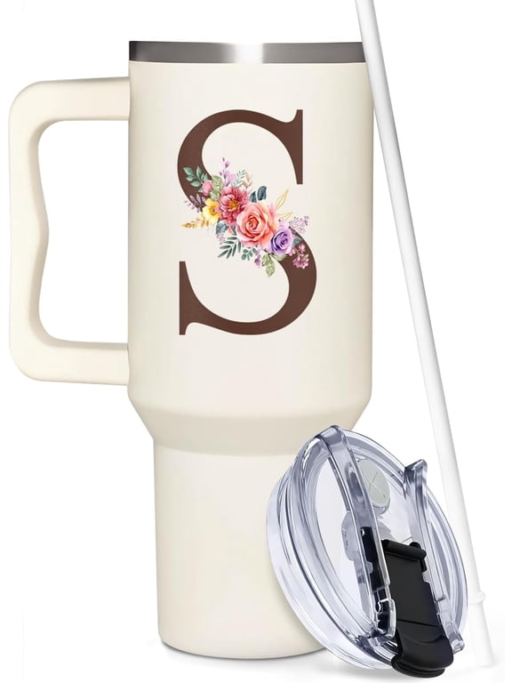 Custom Engraved 40oz Tumbler with Handle - Personalized Gifts for Women, Mom, Wife, Sister, Best Friend, Coworkers - Birthday & Christmas Present