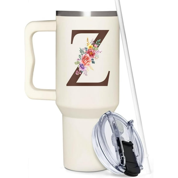 Custom Engraved 40oz Tumbler with Handle - Personalized Gifts for Women, Mom, Wife, Sister, Best Friend, Coworkers - Birthday & Christmas Present