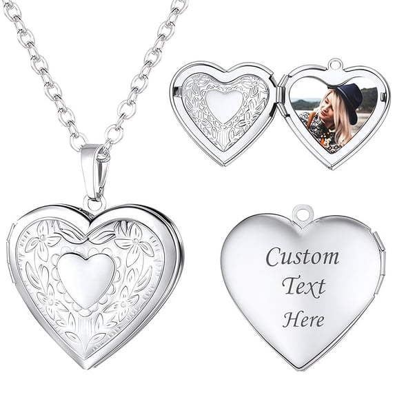 Custom Engraved Heart Locket Necklace Photo Picture Pendant For Couples Anniversary Mother's Day Gift Daily Wear